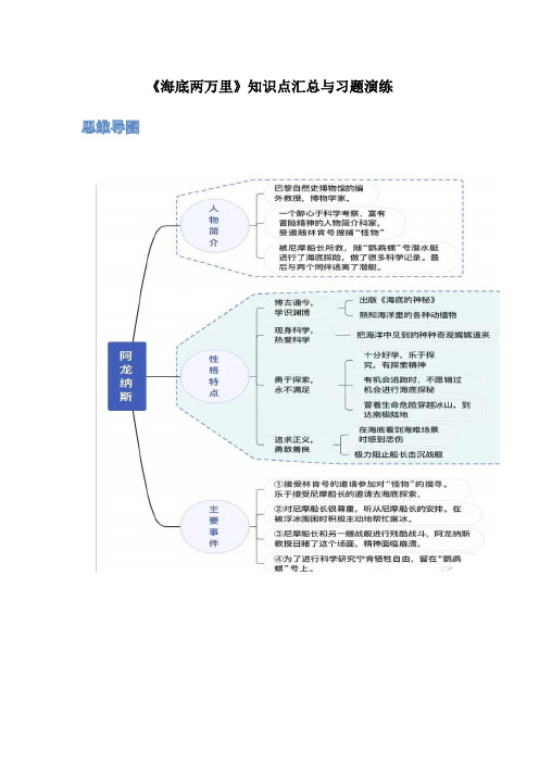 《海底两万里》知识点汇总与习题演练