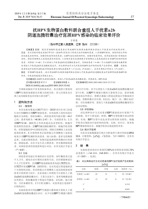 抗hpv生物蛋白敷料联合重组人干扰素a2b阴道泡腾胶囊治疗宫颈hpv感染