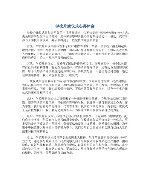 学校升旗仪式心得体会800字中学生怎么写