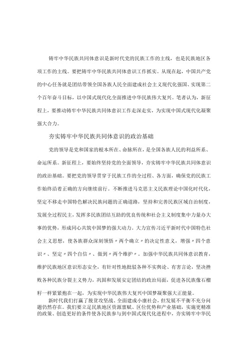 铸牢中华民族共同体意识党课讲稿