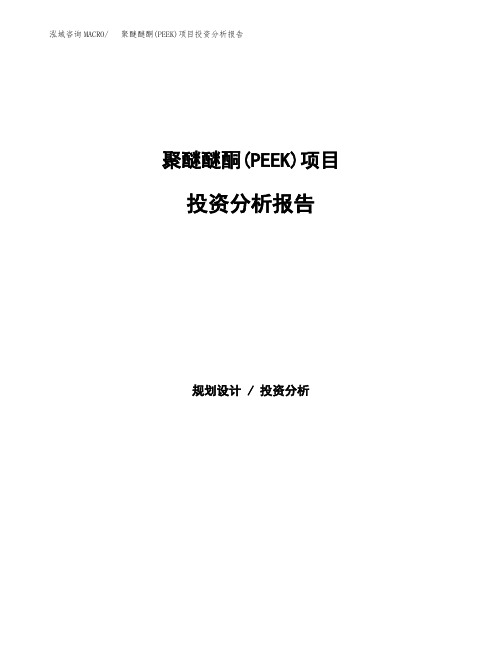 聚醚醚酮(PEEK)项目投资分析报告