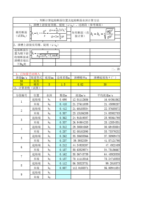 泄槽段水面线推求