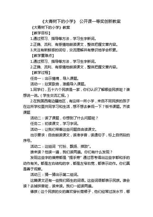 《大青树下的小学》公开课一等奖创新教案