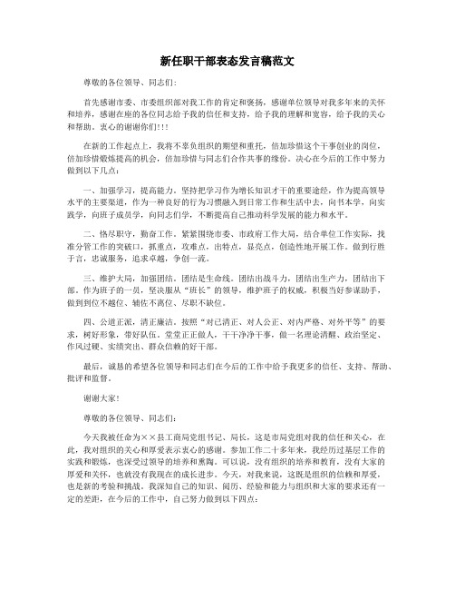 新任职干部表态发言稿范文