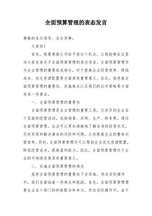 全面预算管理的表态发言