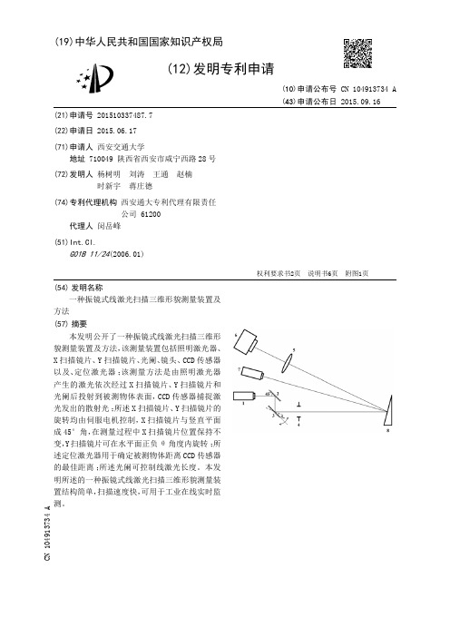 一种振镜式线激光扫描三维形貌测量装置及方法[发明专利]