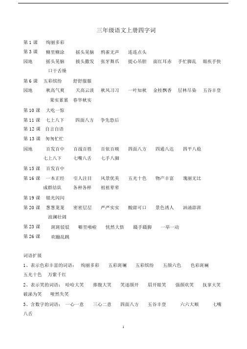 部编版三年级上册语文——四字词(推荐文档).doc