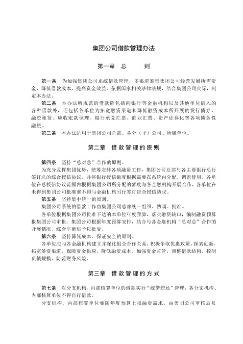 集团公司借款管理办法