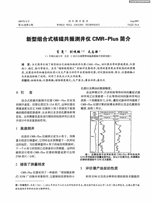 新型组合式核磁共振测井仪CMR—Plus简介