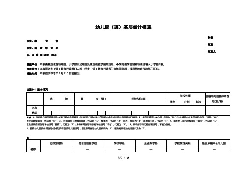 幼儿园(班)基层统计报表