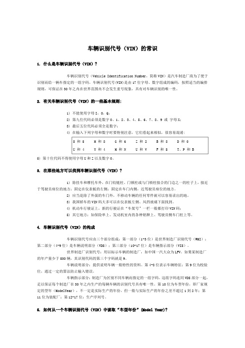 车辆识别代号(VIN)的常识