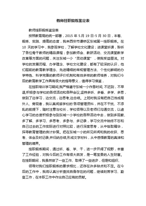 教师挂职锻炼鉴定表