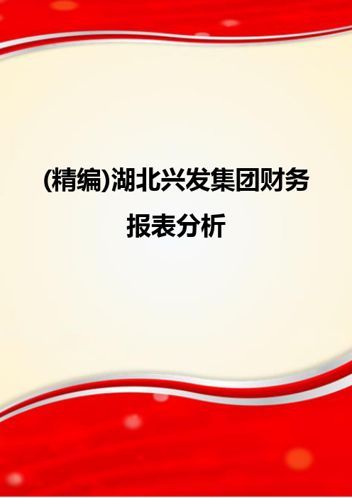 (精编)湖北兴发集团财务报表分析