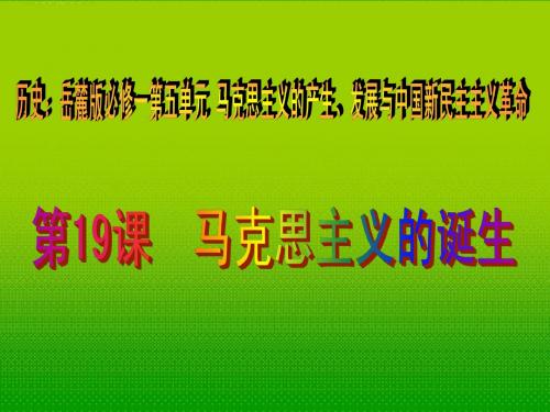 高中历史 马克思主义的诞生 课件1 岳麓版必修2