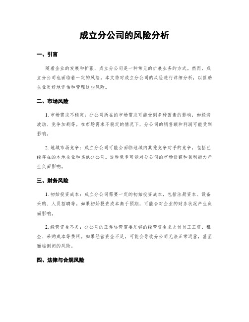 成立分公司的风险分析