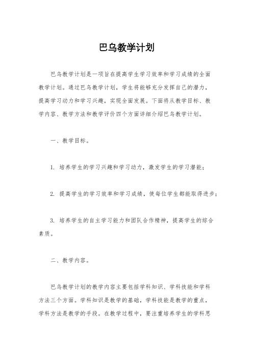 巴乌教学计划