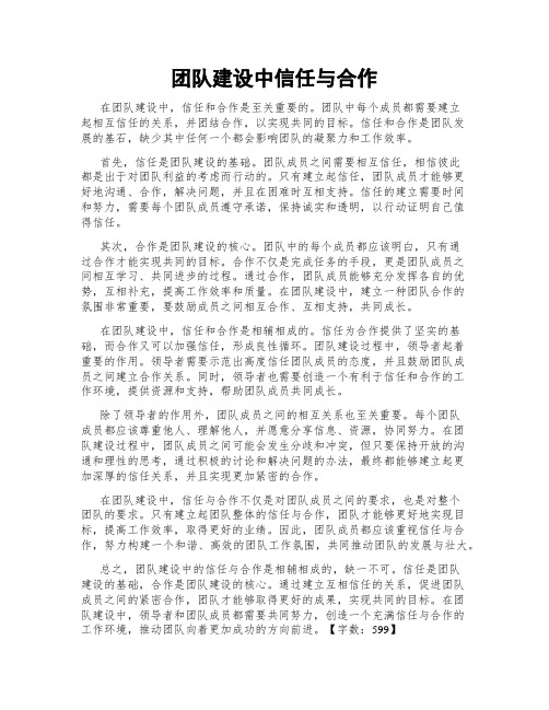 团队建设中信任与合作