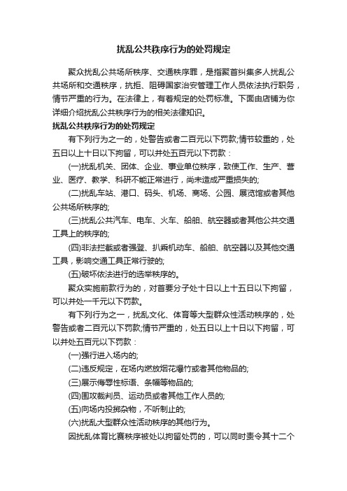 扰乱公共秩序行为的处罚规定