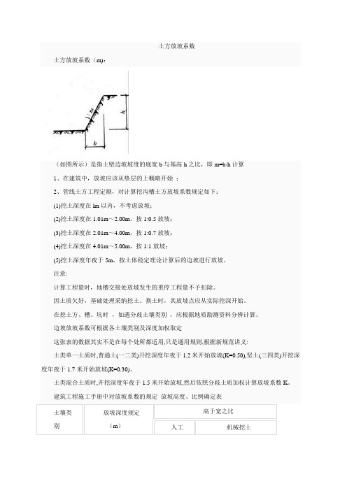 建筑工程放坡系数及土方放坡计算公式