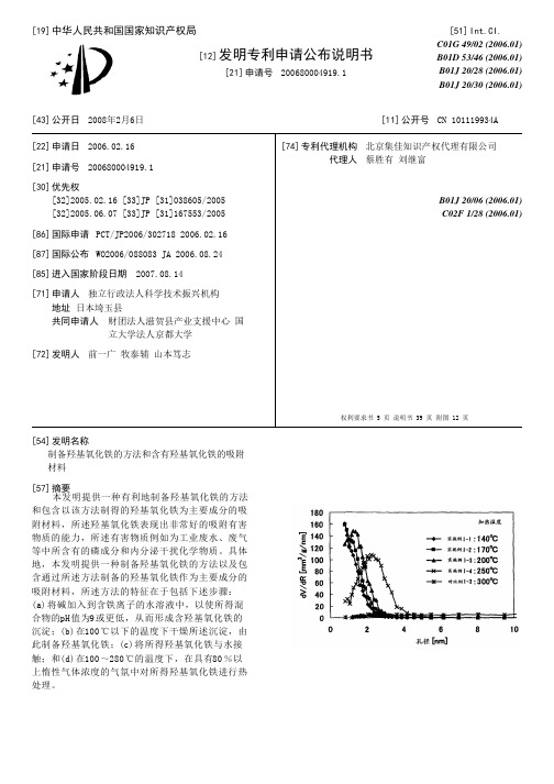 制备羟基氧化铁的方法和含有羟基氧化铁的吸附材料[发明专利]