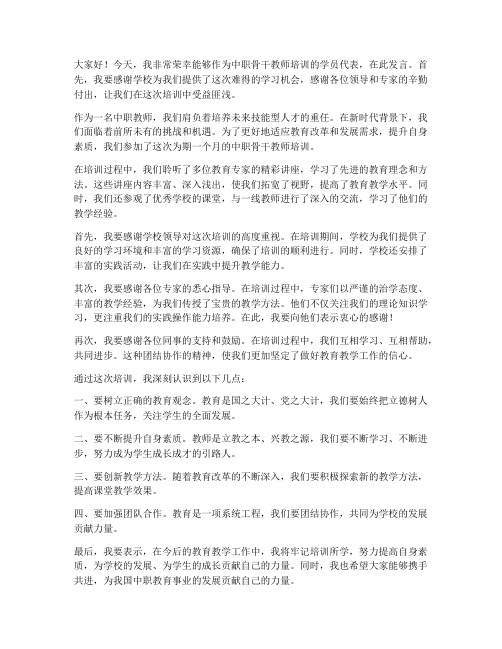 中职骨干教师培训_发言稿