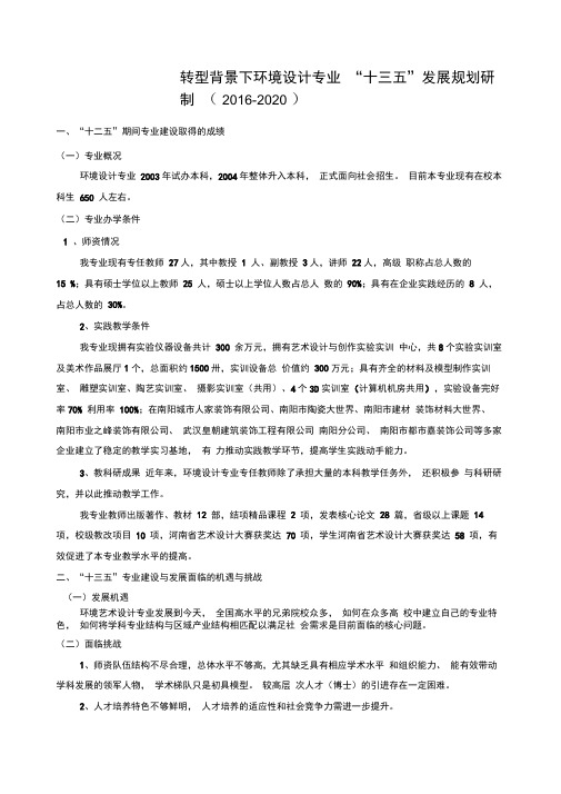 环境设计专业建设发展规划