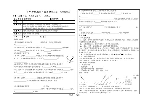 中考物理复习教学案第二章 光现象复习