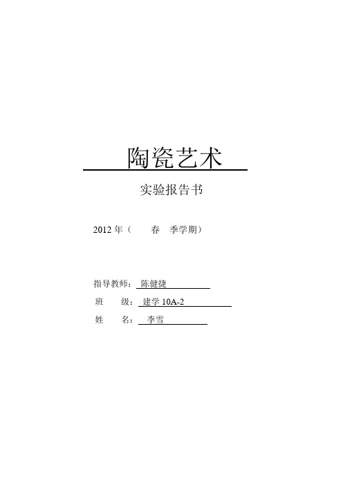 2012陶瓷艺术实验报告书1