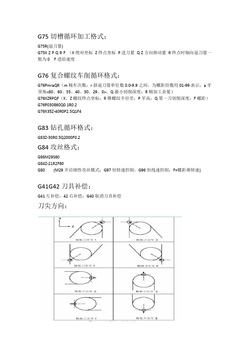 FANUC数控车床常用指令