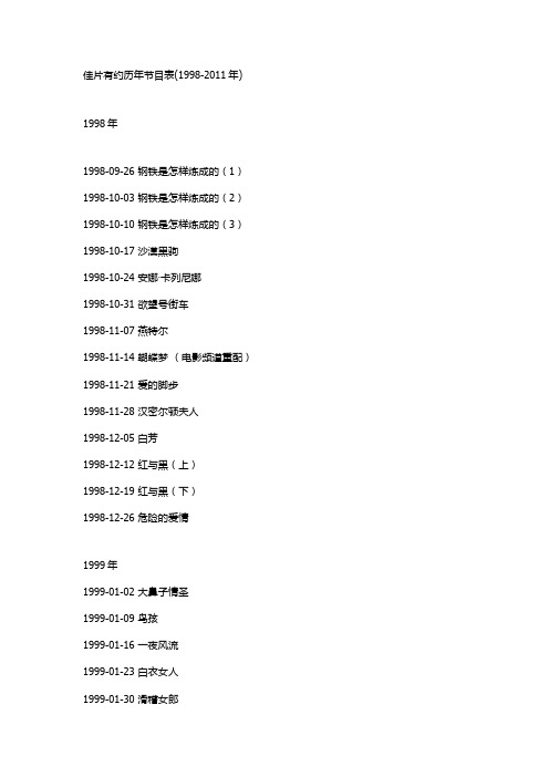 CCTV6 电影频道 佳片有约 1998-2014