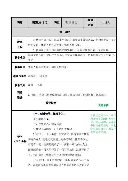 (完整版)六年级上册骑鹅旅行记教案