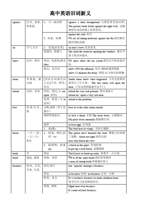 高中英语旧词新义总结