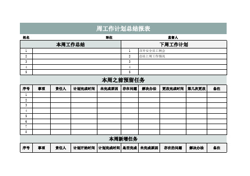 周工作计划总结报表