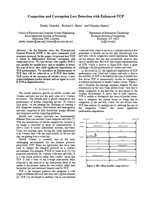 Congestion and Corruption Loss Detection with Enhanced-TCP