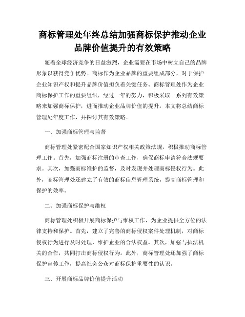 商标管理处年终总结加强商标保护推动企业品牌价值提升的有效策略