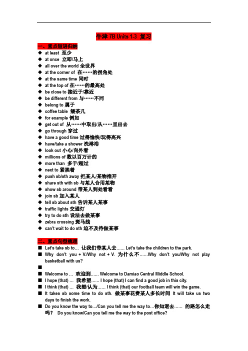 7B Units 1-3 复习