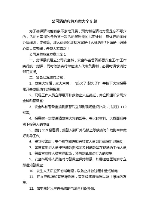 公司消防应急方案大全5篇