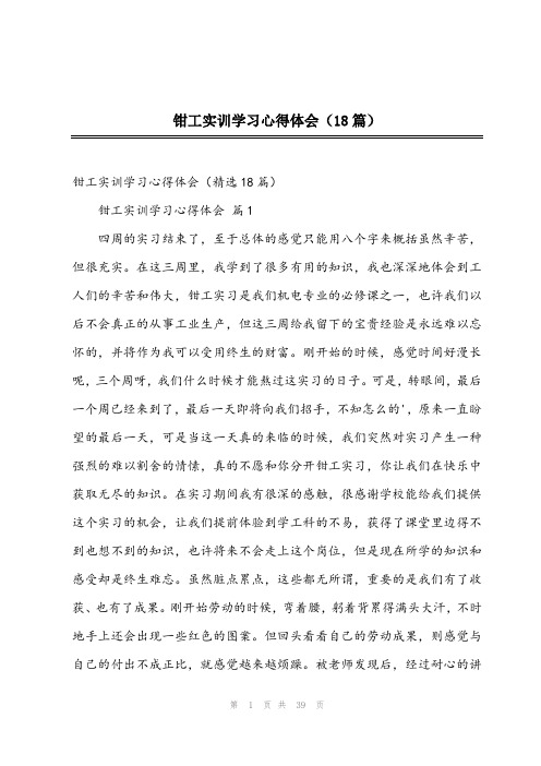 2023年钳工实训学习心得体会(18篇)