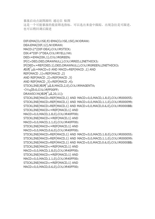 通达信公式源码指标暴涨启动点副图源码 通达信