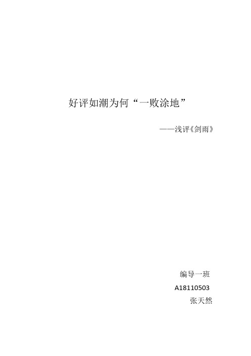 《剑雨》影评