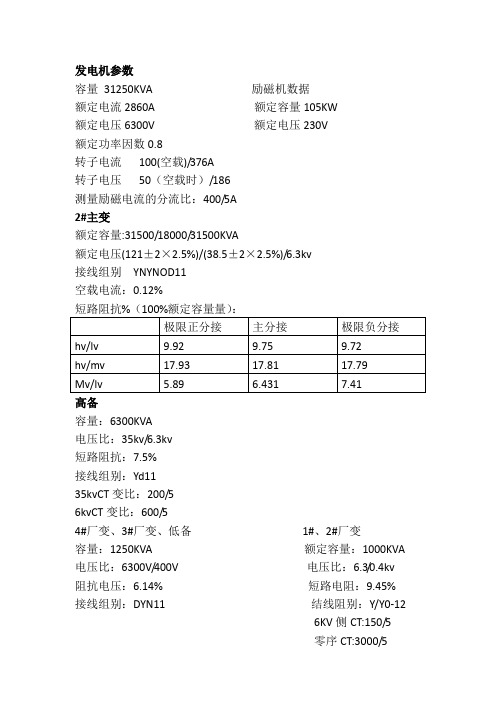 发电机参数