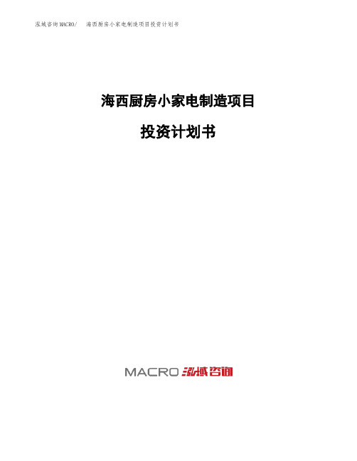 海西厨房小家电制造项目投资计划书