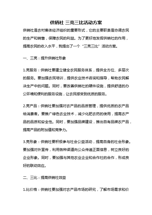 供销社 三亮三比活动方案