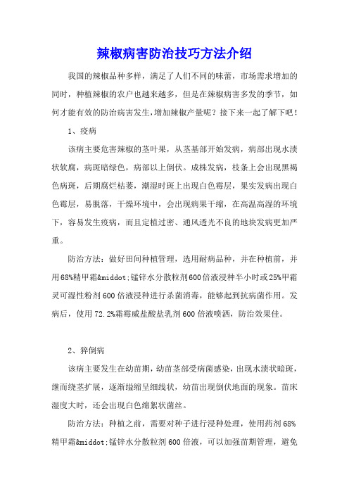 辣椒病害防治技巧方法介绍