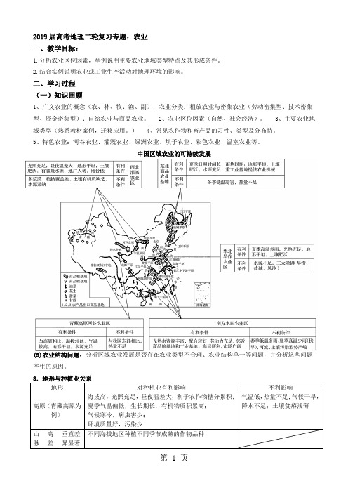 2018届高考二轮复习专题学案：农业-精选文档