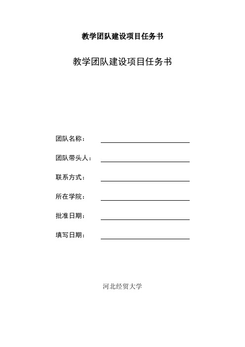 教学团队建设项目任务书