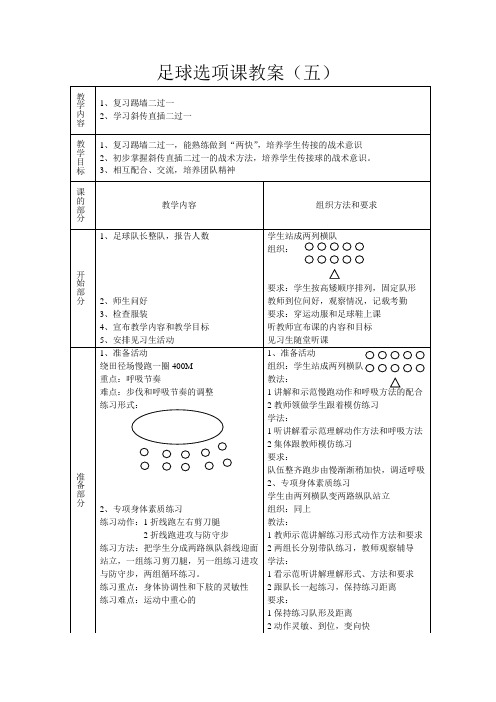 足球选项课教案模板4