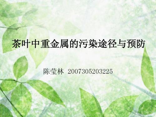 茶叶中重金属的污染途径与预防