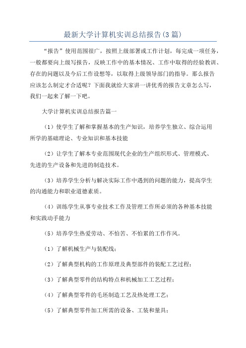 最新大学计算机实训总结报告(3篇)