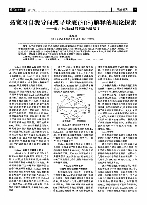 拓宽对自我导向搜寻量表(SDS)解释的理论探索——基于Holland的职业兴趣理论